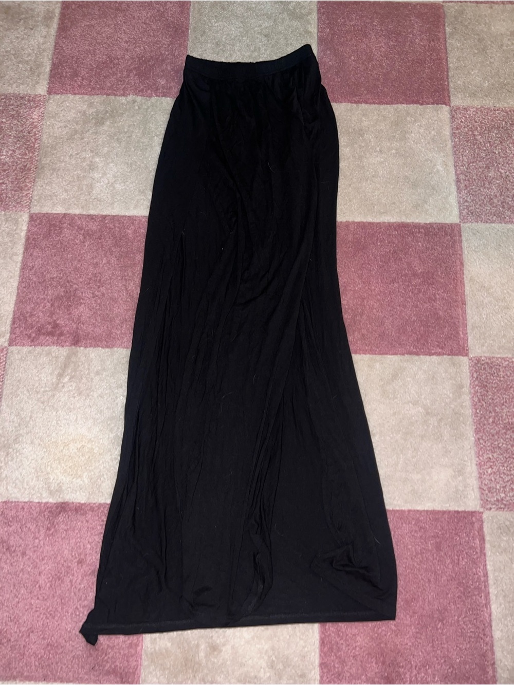 PrettyLittleThing Black Maxi Skirt double front slits - Picture 1 of 4
